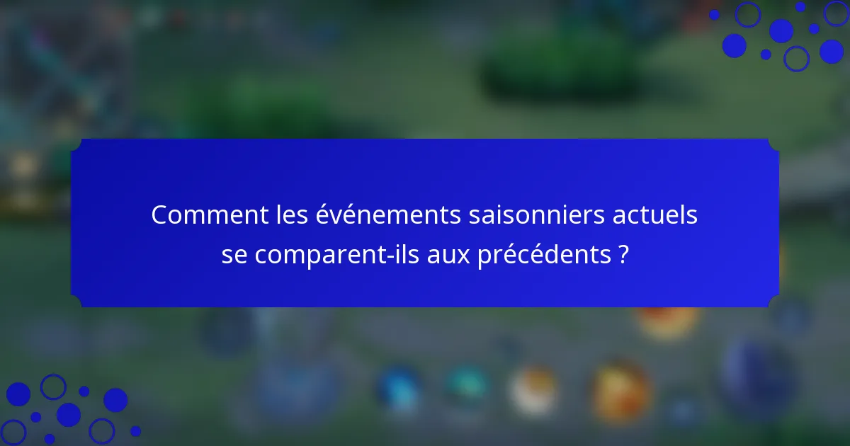Comment les événements saisonniers actuels se comparent-ils aux précédents ?