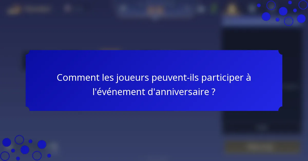 Comment les joueurs peuvent-ils participer à l'événement d'anniversaire ?