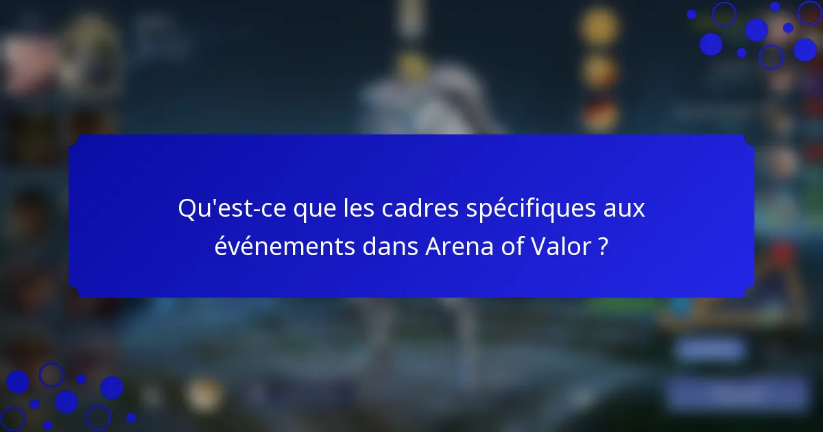 Qu'est-ce que les cadres spécifiques aux événements dans Arena of Valor ?